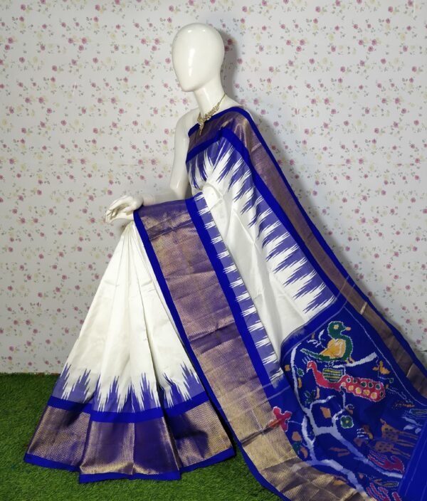 Pochampally Ikkat Saree with temple design