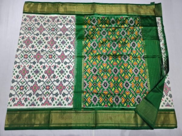 White Green Ikkat Pattu saree