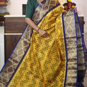 Yellow Blue Pochampalli Sico Saree