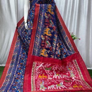 blue Pochampally pattu saree
