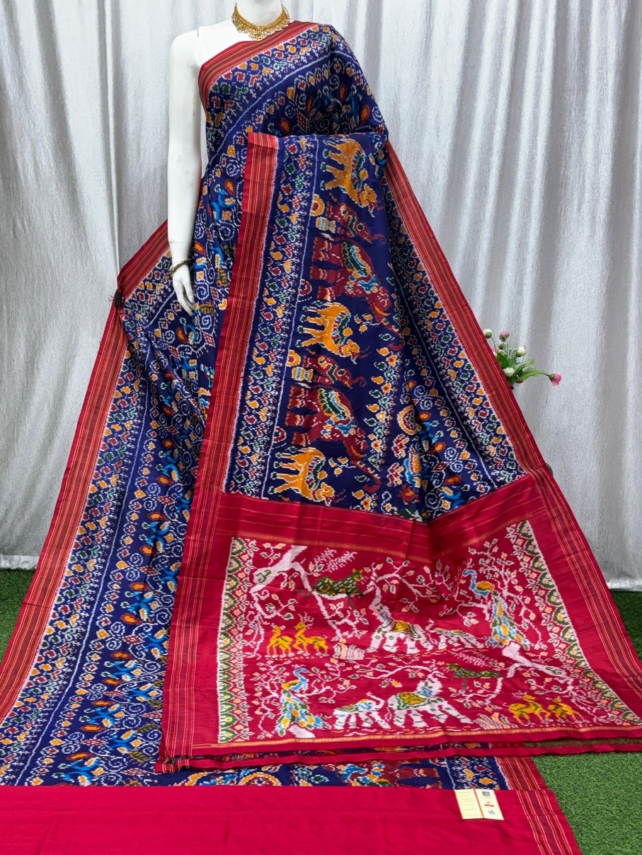 blue Pochampally pattu saree