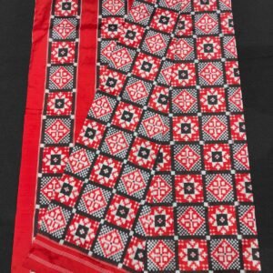 red and black ikkat Telia rumal silk saree