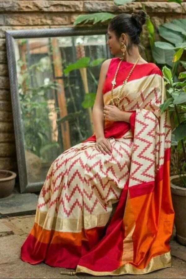 multicolor pochampally twill ikkat saree