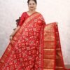 Pochampally Twill ikkat silk saree with red & red kanchi border, ikat Navratan Patola design