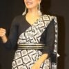 Pochampally ikkat cotton saree with white and black color