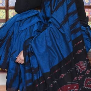 Ikkat cotton saree blue & black temple color