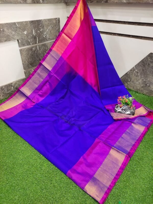 Uppada Pattu Saree blue and pink pallu with golden border