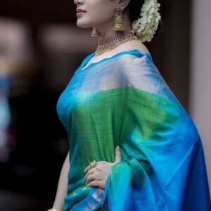 Uppada saree green and blue pallu