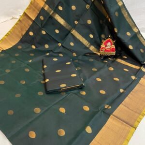 Uppada Pattu Saree Green Body With Golden Coin Butta