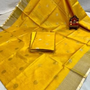 uppada silk saree yellow with golden coin butta