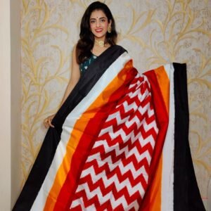 Red Twill Ikat Saree