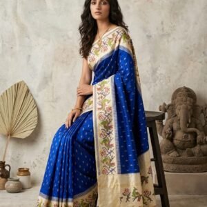 Pure Pochampally Blue Ikkat Silk Saree