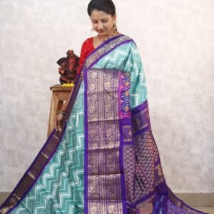 Twill Ikkat Kanchipuram border Saree Pochampally