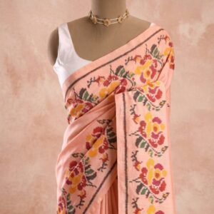 Pink Pochampally Twill Ikkat Silk Saree