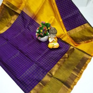 checks Purple yellow uppada saree