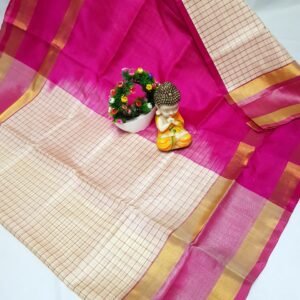 checks cream pink uppada saree