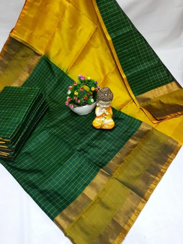 checks green uppada saree
