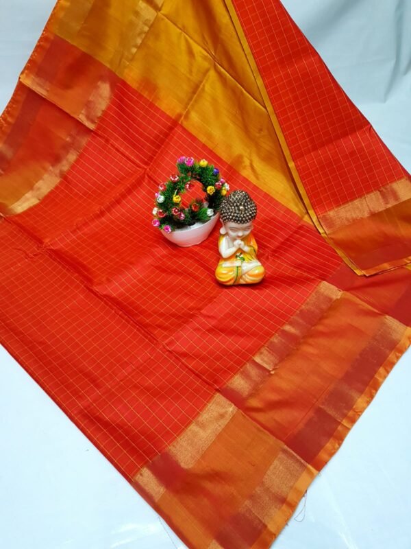 checks orange yellow saree