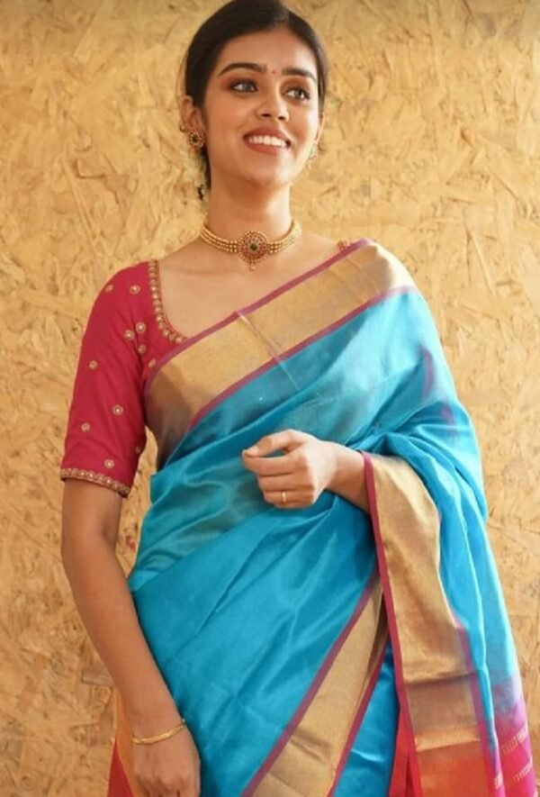 Blue Plain Uppada Silk Saree