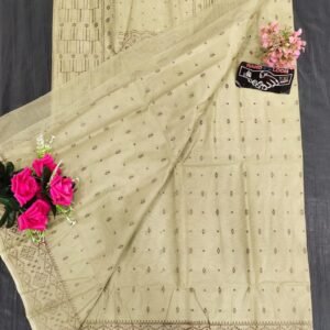 Cream Bengali Cotton Saree