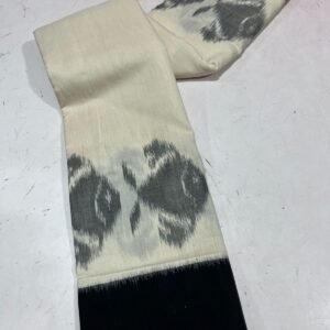White & Black Ikkat Cotton Saree