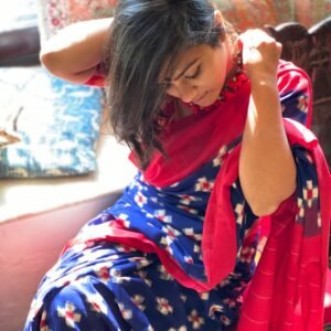 Ikkat telia rumla cotton saree