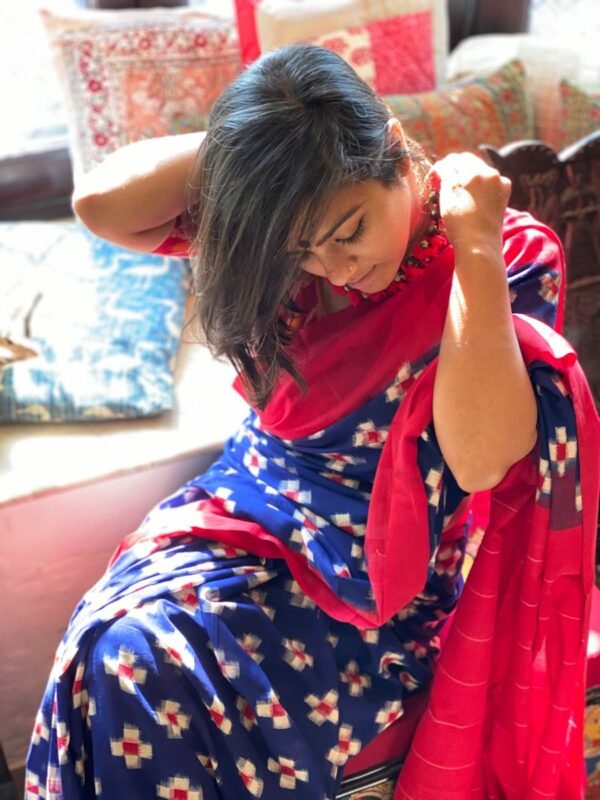 Ikkat telia rumla cotton saree