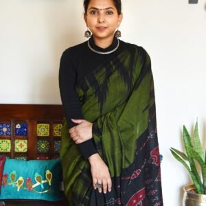 Green sambalpuri Ikat Cotton saree