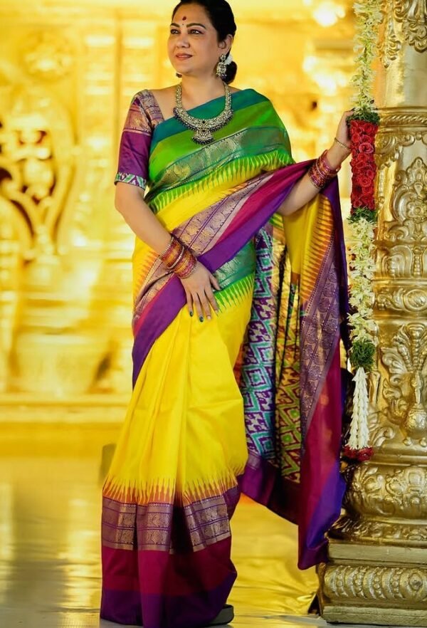 Ikat Pochampally Silk Saree - Image 2