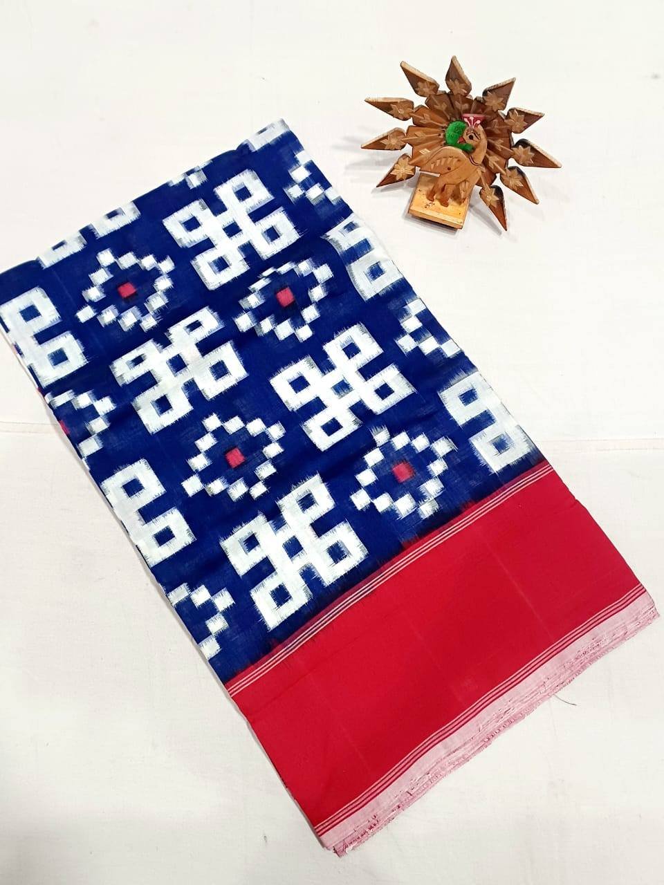 Blue Telia Rumal Cotton Saree - Image 2