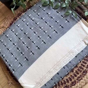 Grey Pochampally Double Ikat Cotton Saree