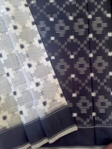 cotton double ikat saree body, border and pallu