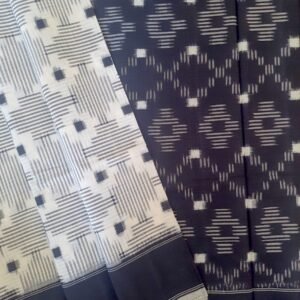 cotton double ikat saree body, border and pallu