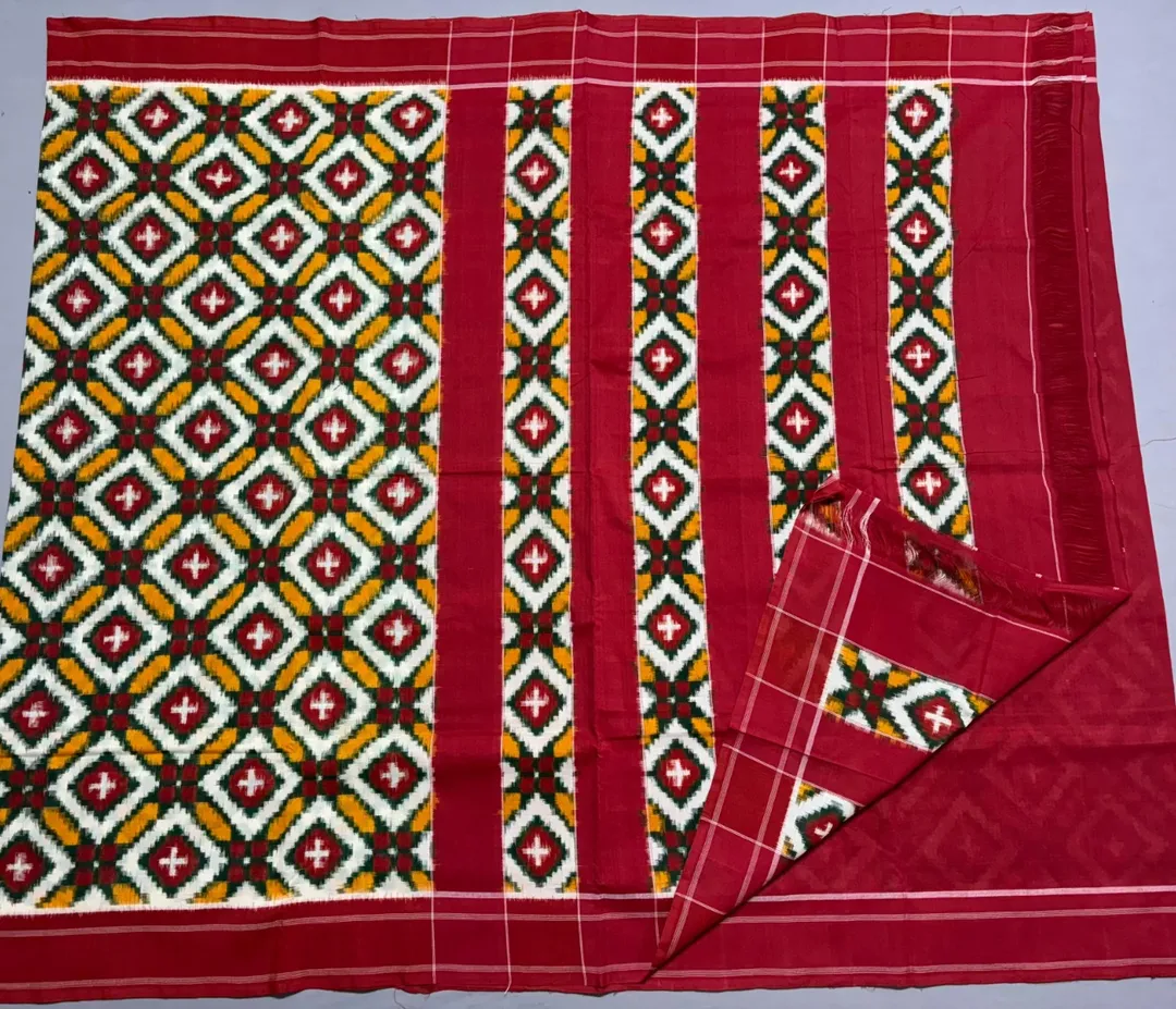 Yellow Red Teliya Rumal Saree - Image 2