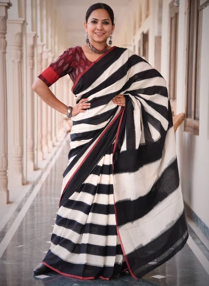 double ikat cotton saree
