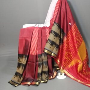 red ikat silk saree