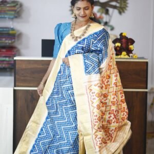 Blue Pochampally Ikkat Silk Saree