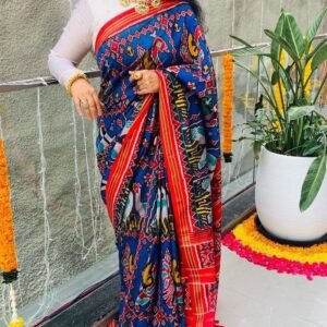 patola saree blue ikat
