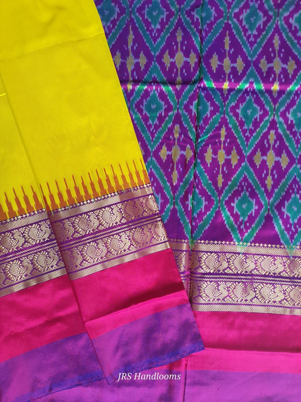 Pochampally ikkat Silk saree body, border, pallu