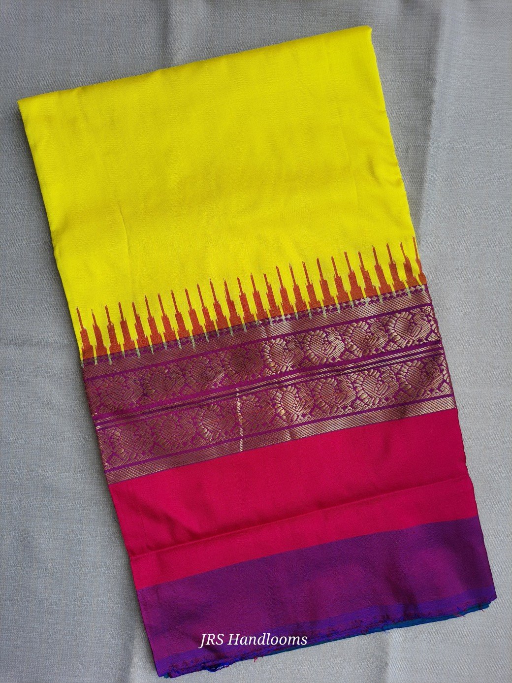 Yellow Pochampally ikkat Silk saree