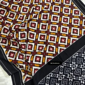 Geometric Telia Rumal Cotton saree body, black border, black pallu,