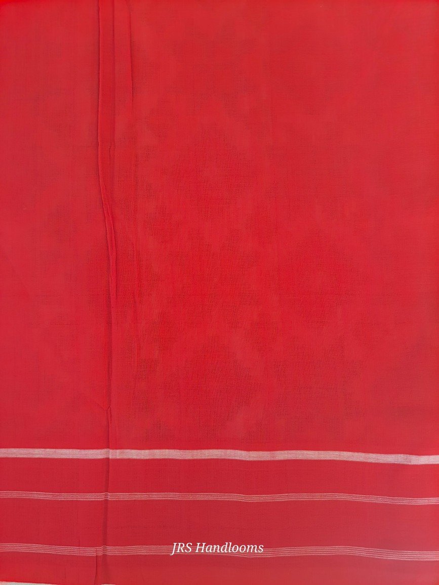Telia rumal cotton saree plain red blouse peice