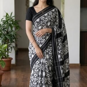 Black Telia Cotton Saree