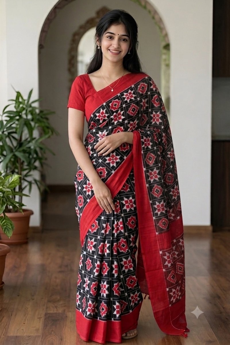 Black Telia Rumal Cotton Saree