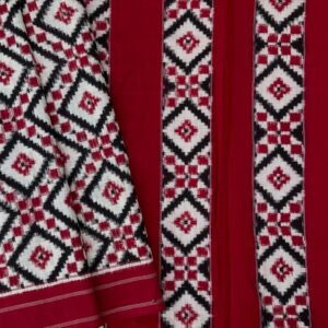 White & Red Telia Cotton Saree