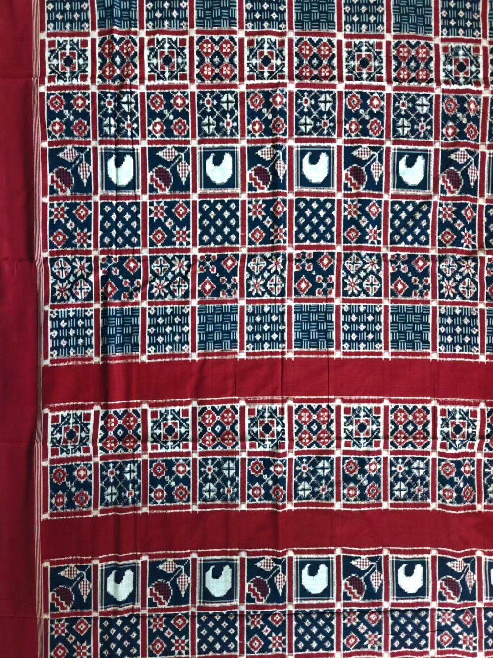 Blue Red Telia Rumal Cotton Saree - Image 2