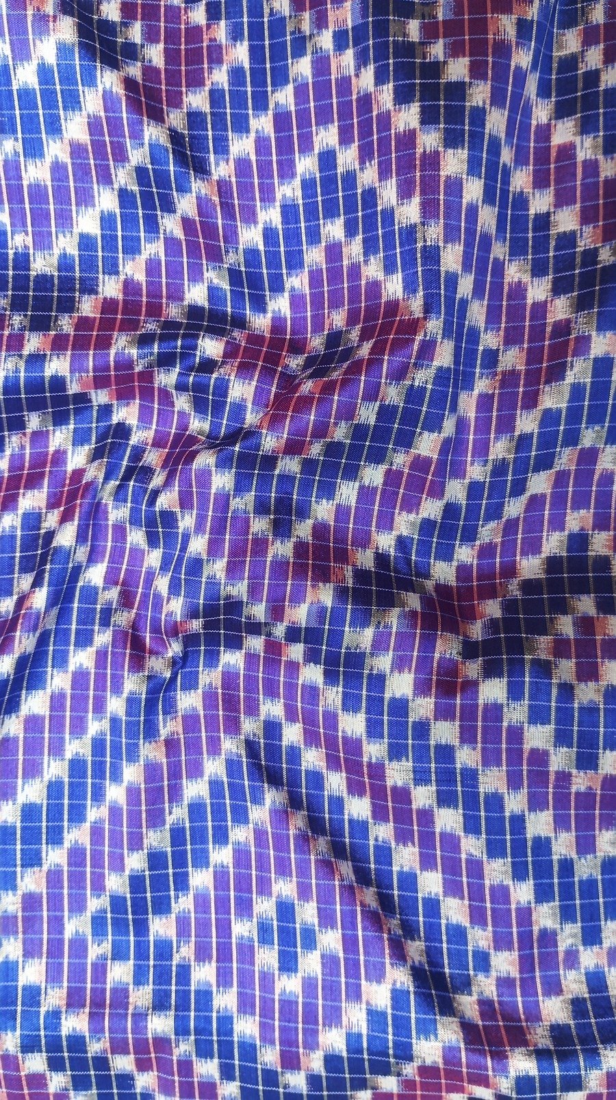Blue Double Ikat Telia Rumal Silk Saree - Image 2