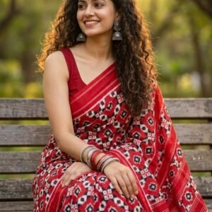 Black & Red Telia Cotton Saree