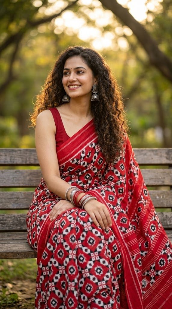 Black & Red Telia Cotton Saree