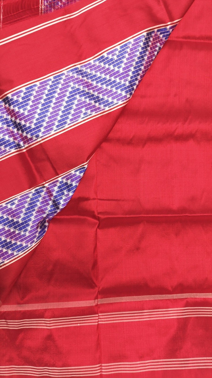 Blue Double Ikat Telia Rumal Silk Saree - Image 4